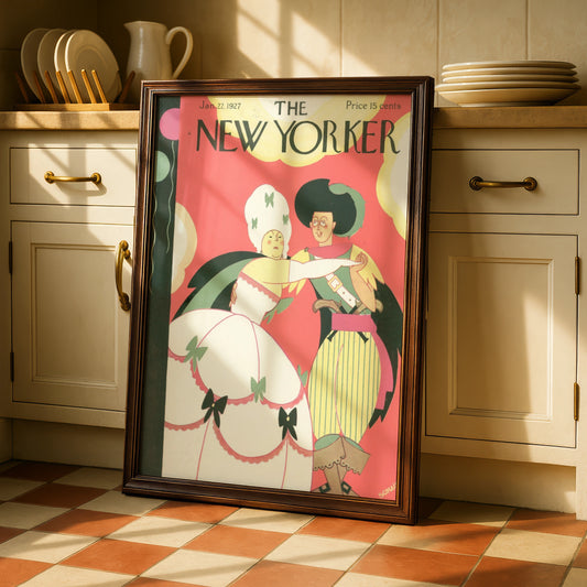 New Yorker 1927 Vintage Cover Poster, Art Deco Masquerade Ball Print, Retro Wall Art