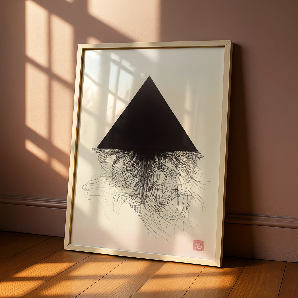 Black Triangle Abstract Art Print, Monochrome Wall Art, Modern Geometric Poster, Minimalist Decor