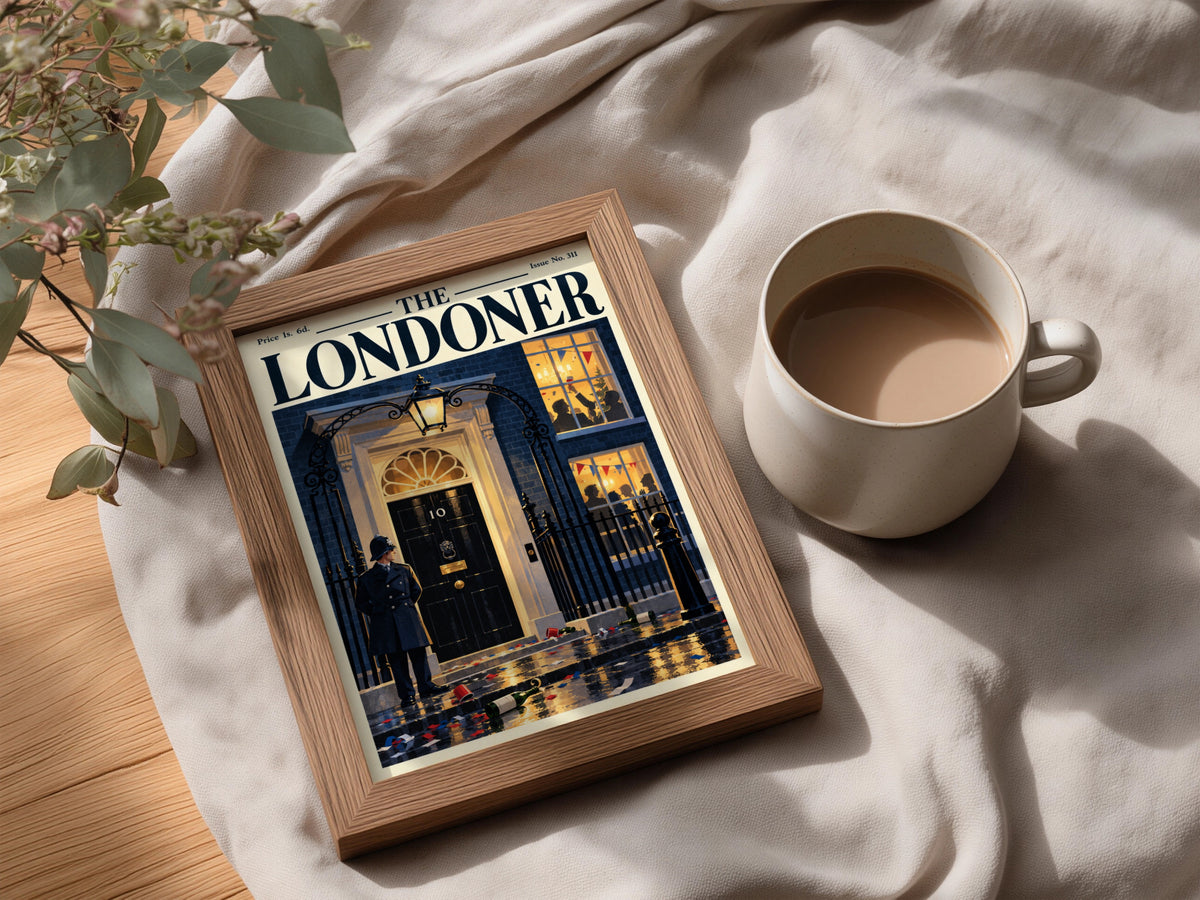 The Londoner Vintage Magazine Cover Poster, London Street Wall Art, Policeman Black Door Art Print