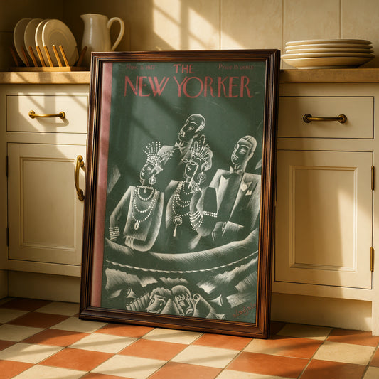 The New Yorker 1927 Art Deco Cover Poster, Vintage Jazz Age Theatre Wall Art Print