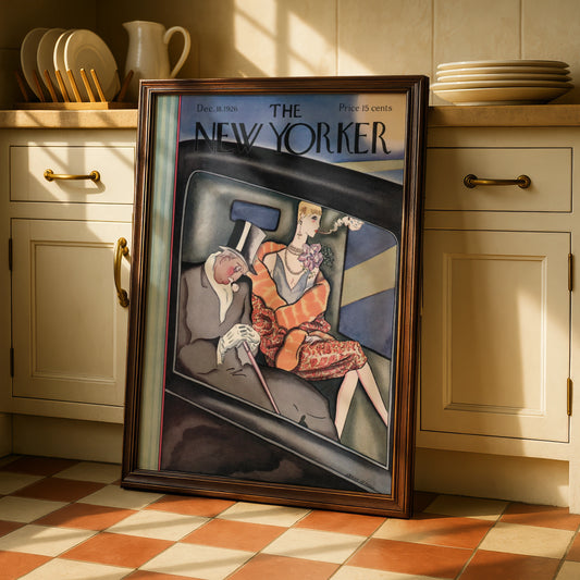 The New Yorker December 1926 Cover Poster, Art Deco Flapper Wall Art Print