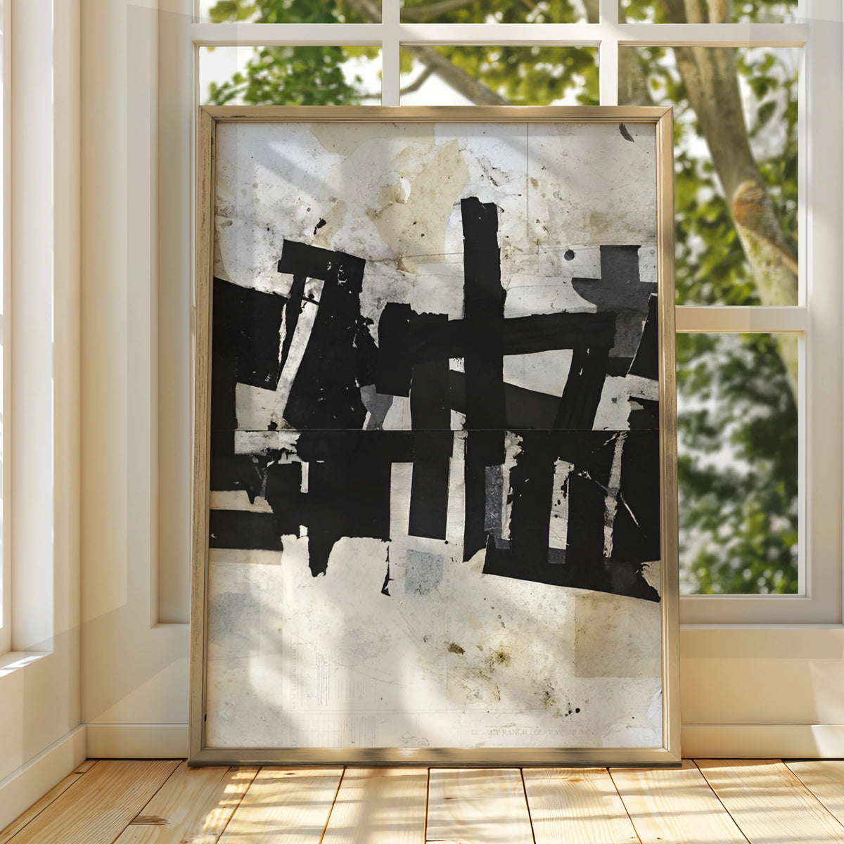 Abstract Monochrome Collage Print, Black and White Poster, Modern Wall Art