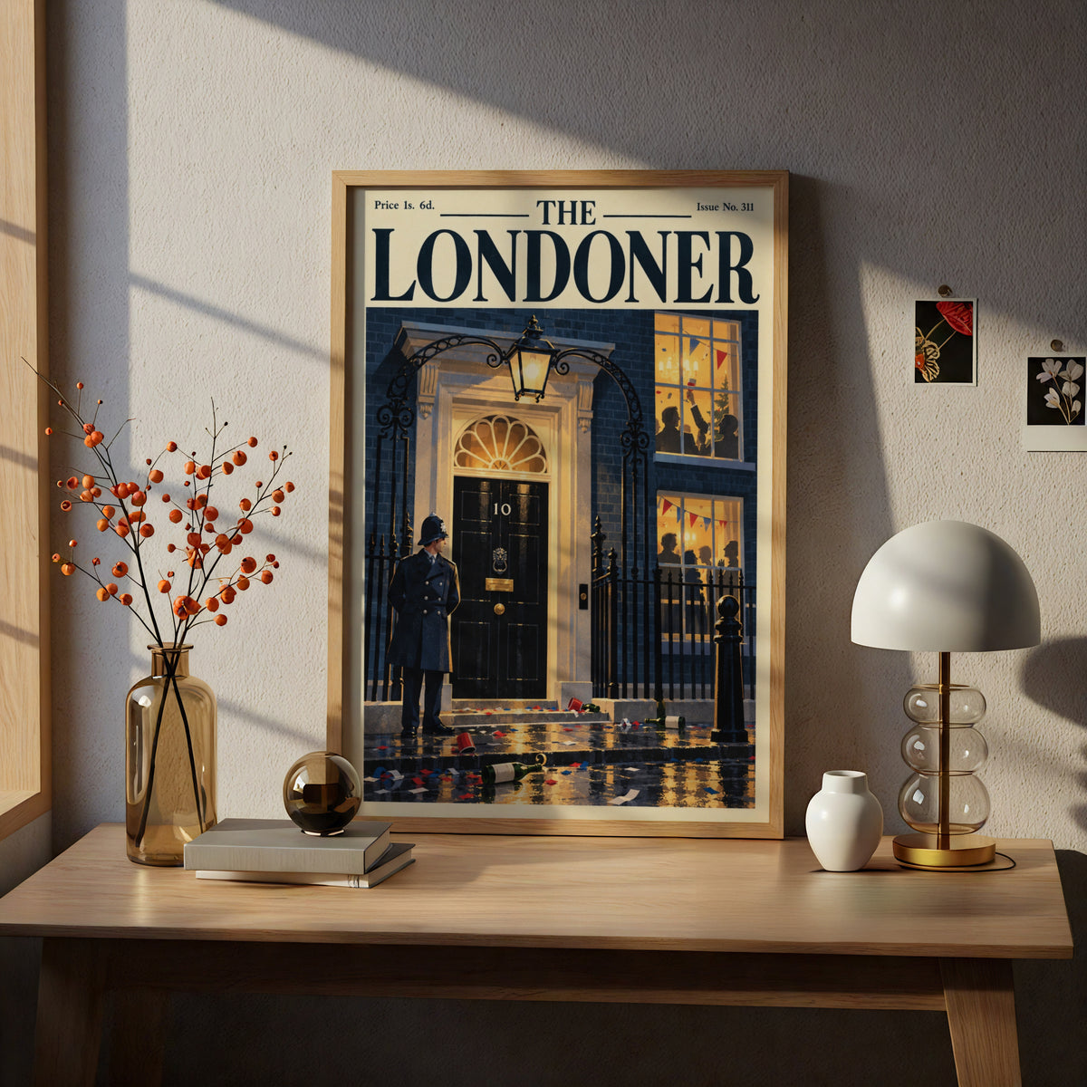 The Londoner Vintage Magazine Cover Poster, London Street Wall Art, Policeman Black Door Art Print