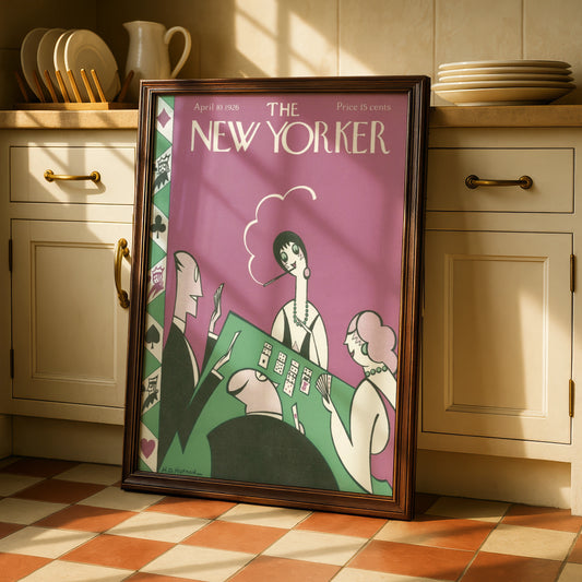 New Yorker 1926 Card Game Poster, Art Deco Flapper Wall Art, Vintage Magazine Cover Print