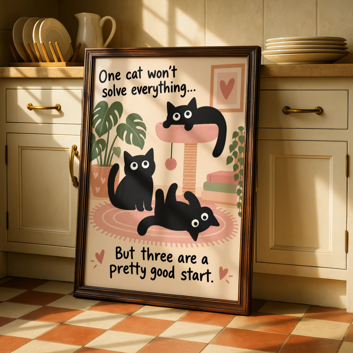 Three Black Cats Funny Poster
