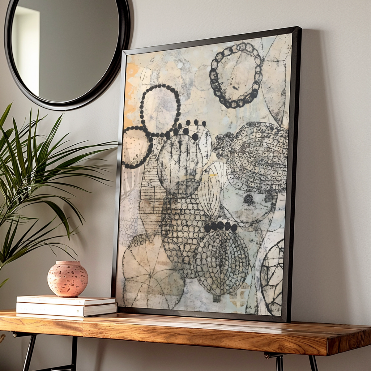 Abstract Monochrome Wall Art, Black and White Organic Print, Modern Neutral Poster