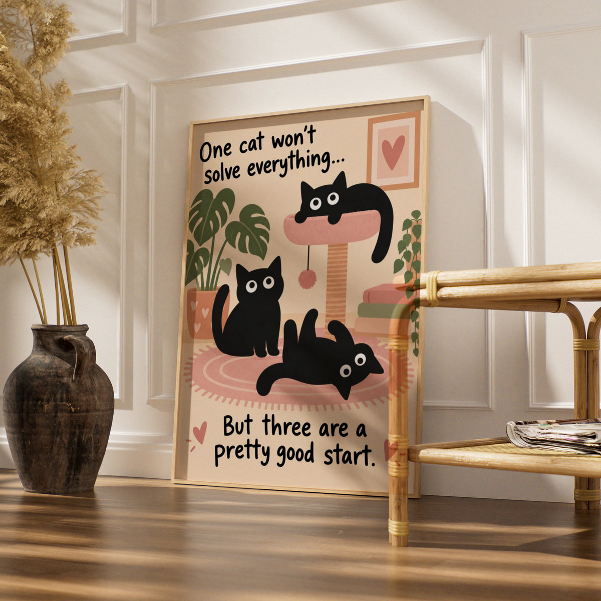 Three Black Cats Funny Poster
