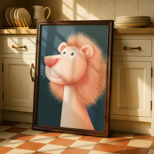 Lion Nursery Wall Art, Cute Lion Print, Baby Boy Room Poster, Kids Animal Decor