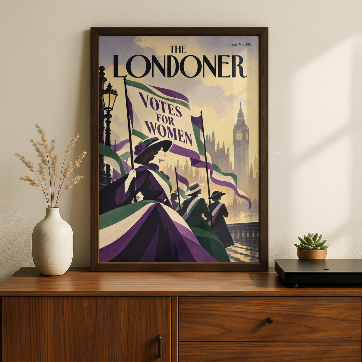 Suffragette Poster, Votes for Women Wall Art, Vintage London Magazine Cover Art Print, Big Ben