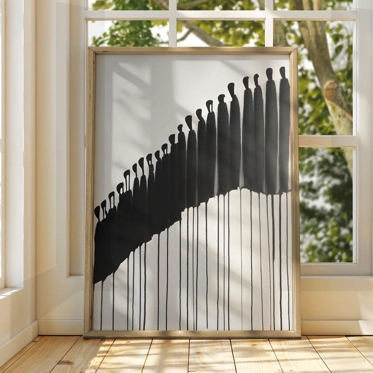 Abstract Figures Monochrome Wall Art, Black and White Poster, Minimalist Print