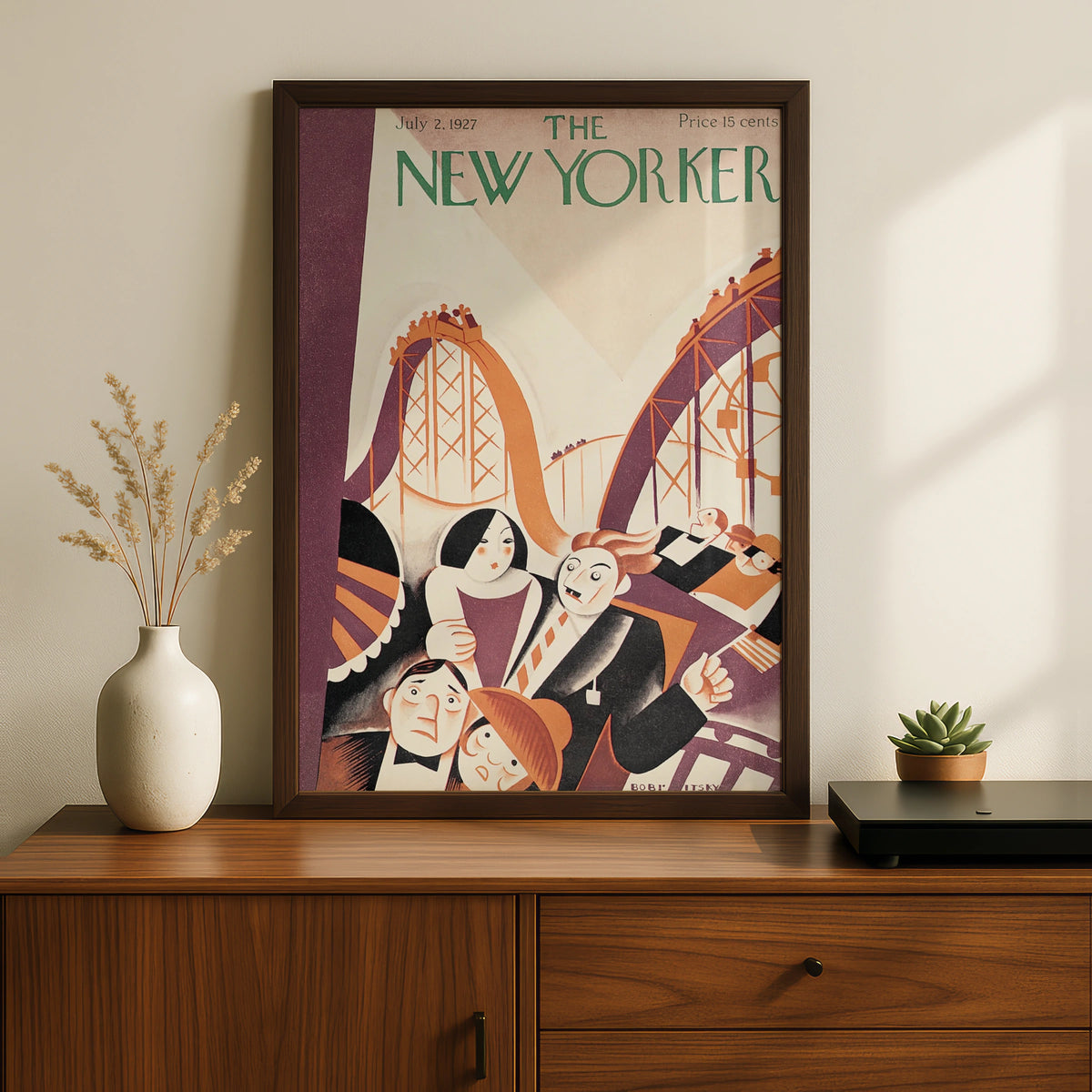 Vintage Roller Coaster Art Deco Poster, Vintage Editorial Wall Art wall art print