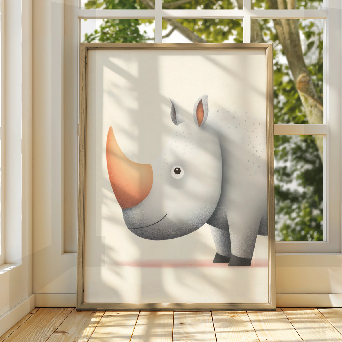 Cute Rhino Nursery Wall Art, Safari Animal Print, Kids Room Poster, Baby Shower Gift