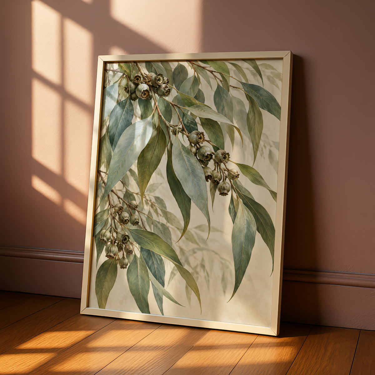 Eucalyptus Branch Print, Australian Botanical Wall Art, Gum Leaves Nature Poster