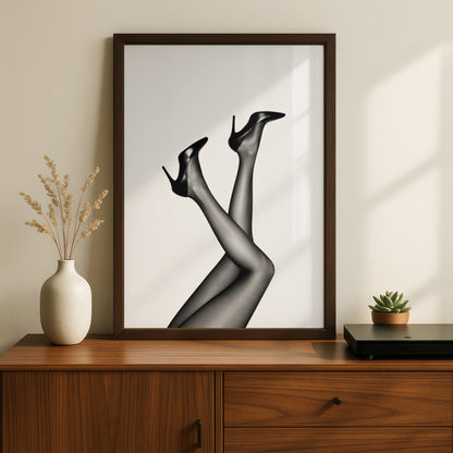 Black and White High Heels Poster, Fashion Wall Art, Stiletto Legs Art Print — styling mockup 2