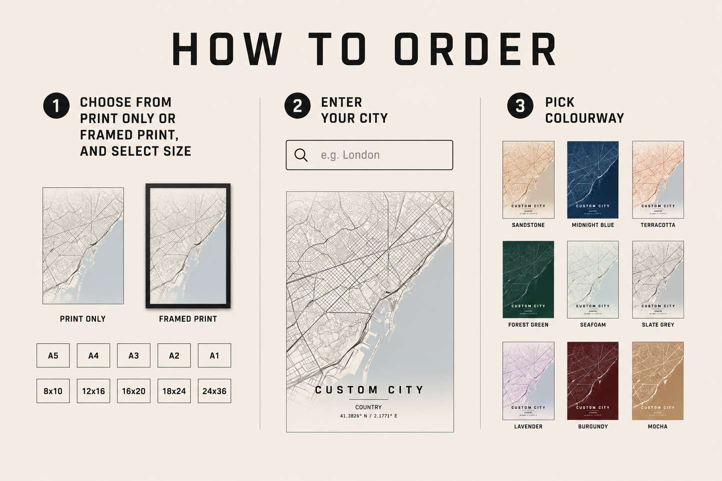 Custom City Map Poster, Personalized Travel Wall Art, Any City Print