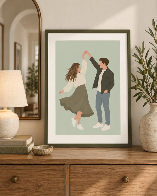 Custom couple portrait illustration – personalised gift and wall art