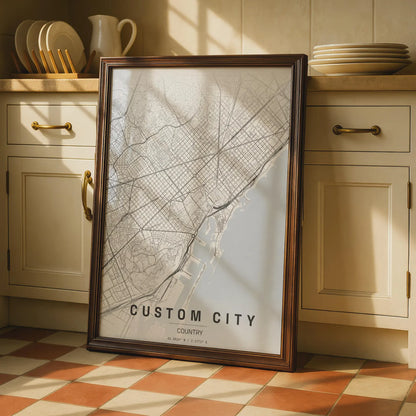 Custom City Map Poster, Personalized Travel Wall Art, Any City Print