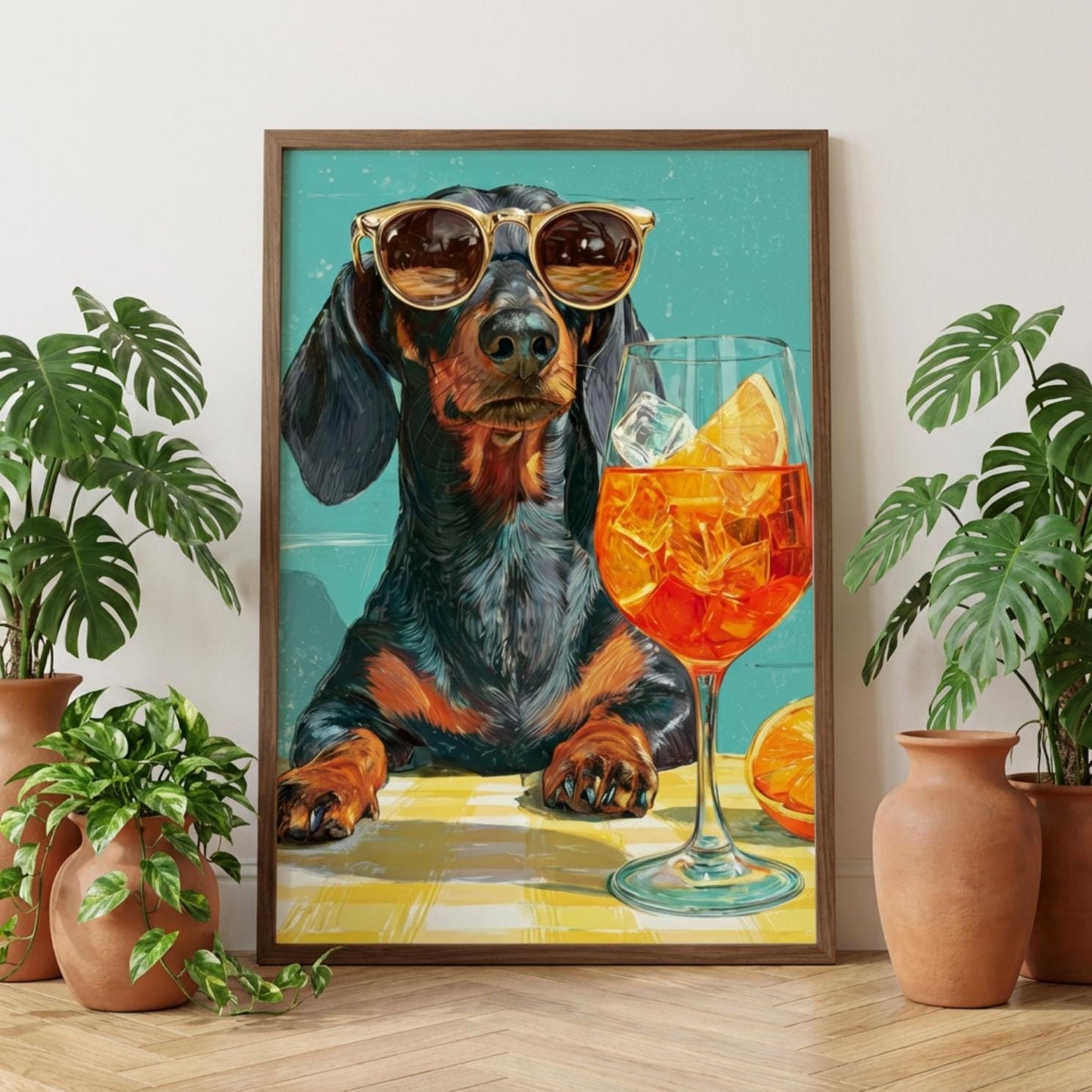 Dachshund Cocktail Print | Funny Dog Wall Art | Sausage Dog Poster wall art print
