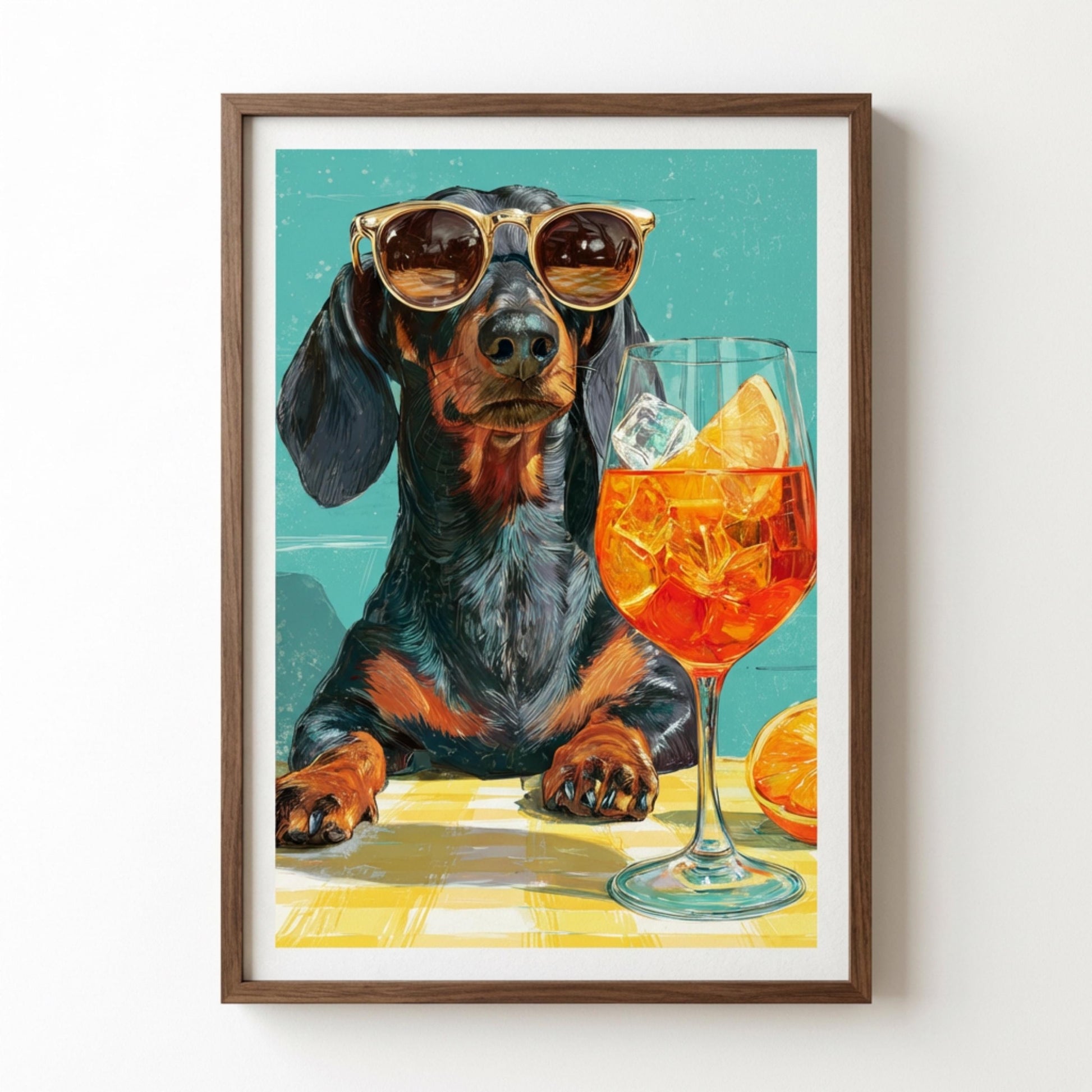 Dachshund Cocktail Print | Funny Dog Wall Art | Sausage Dog Poster wall art print