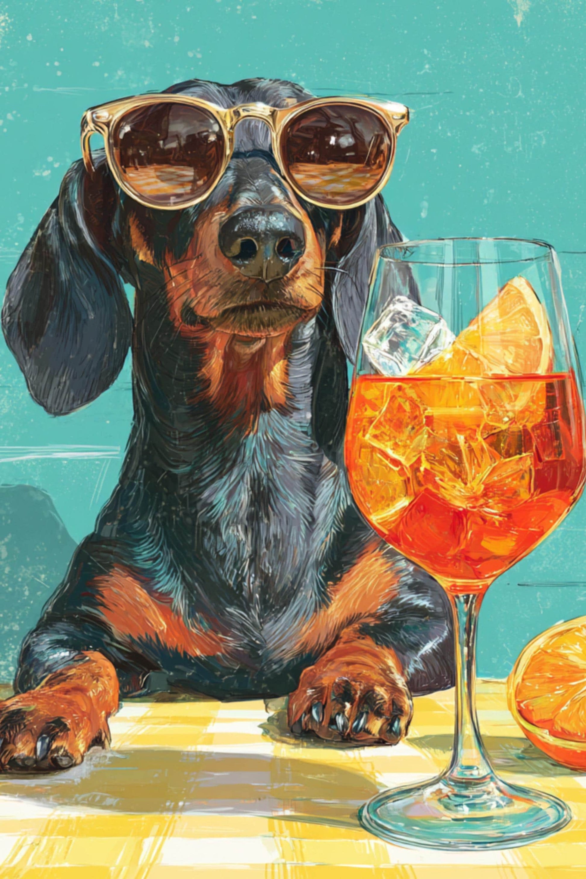 Dachshund Cocktail Print | Funny Dog Wall Art | Sausage Dog Poster wall art print