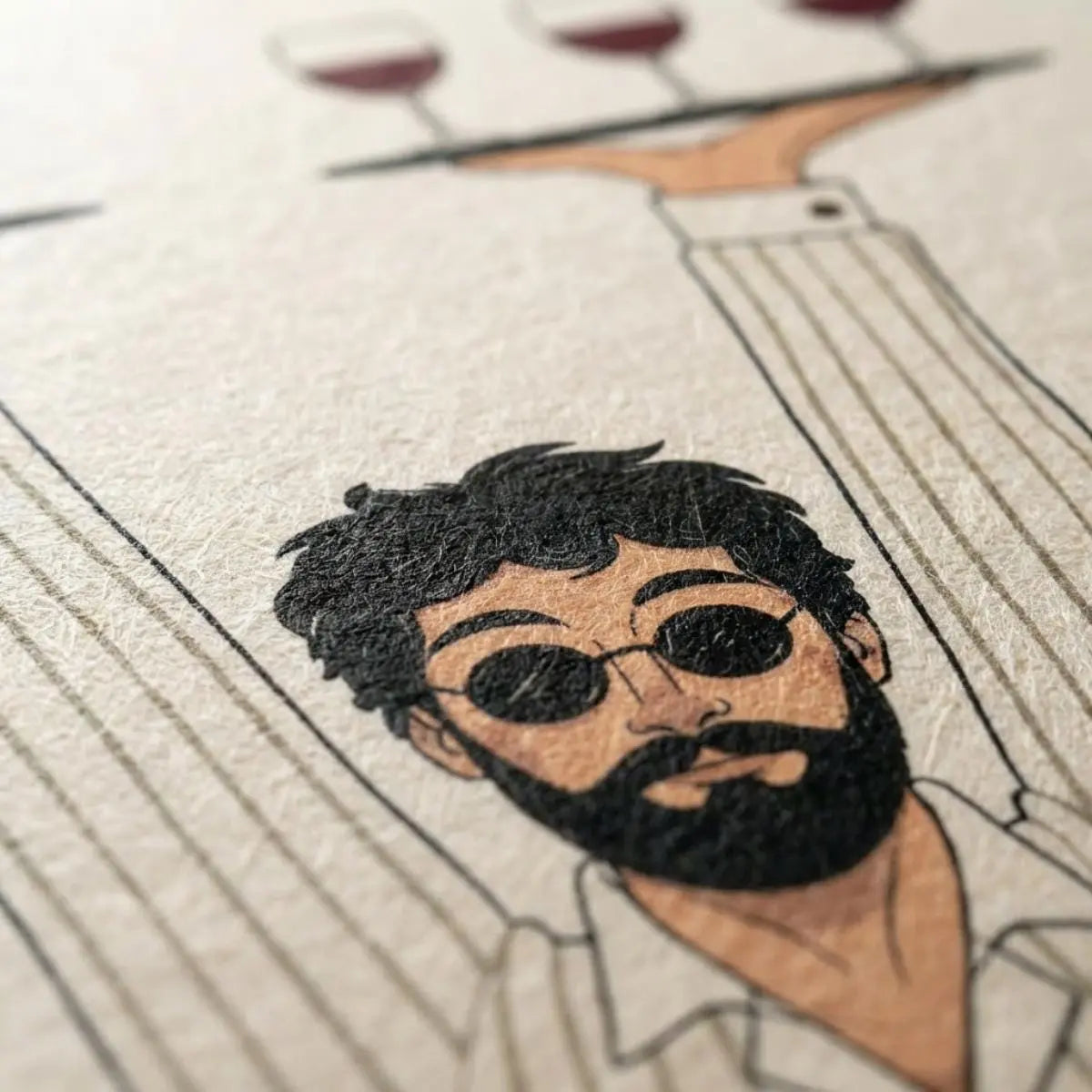 Retro Waiter, Minimalist Line Art Poster, Retro Wine Illustration wall art print