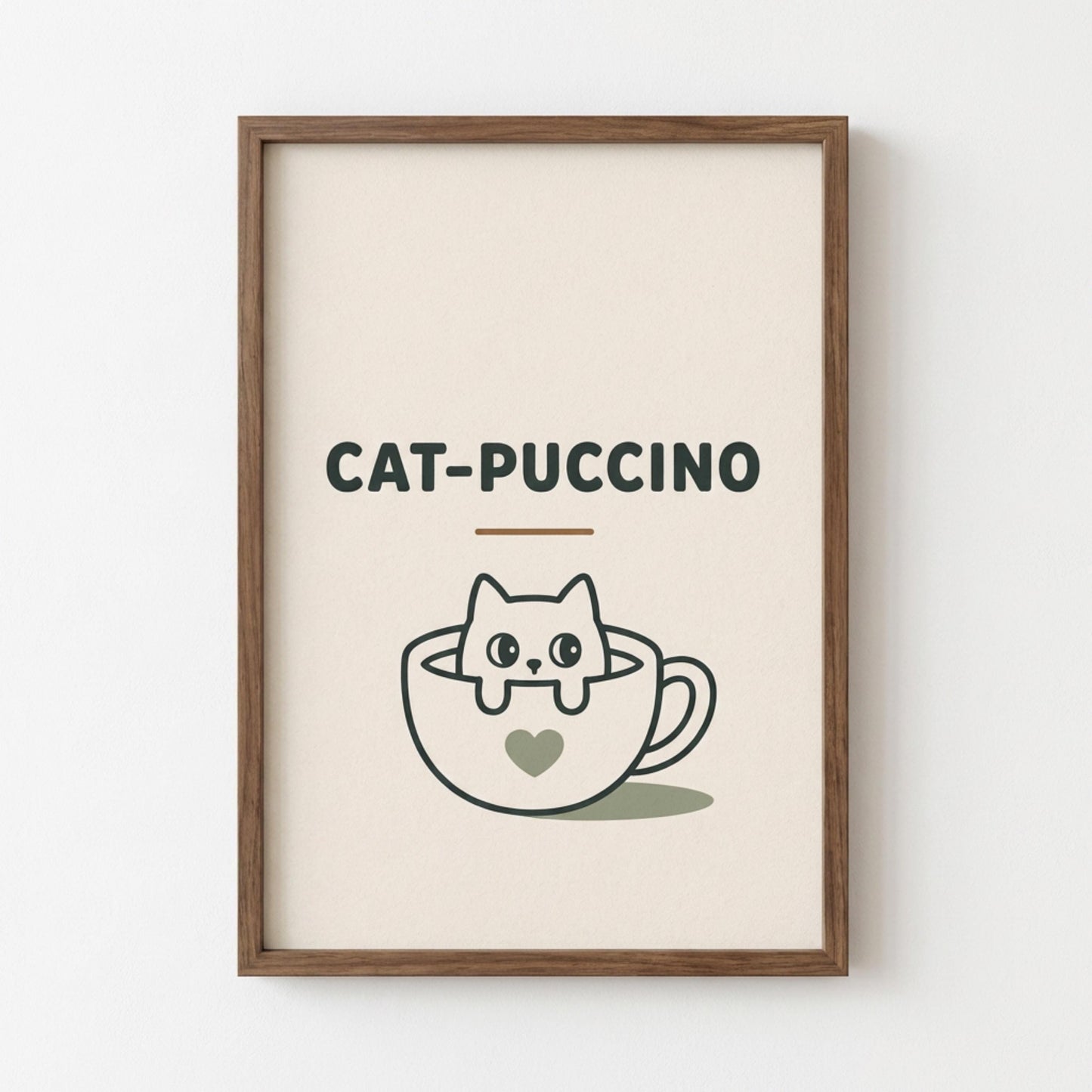 Catpuccino Wall Art, Cat Print, Coffee Lover Gift, Minimalist Cat Decor wall art print