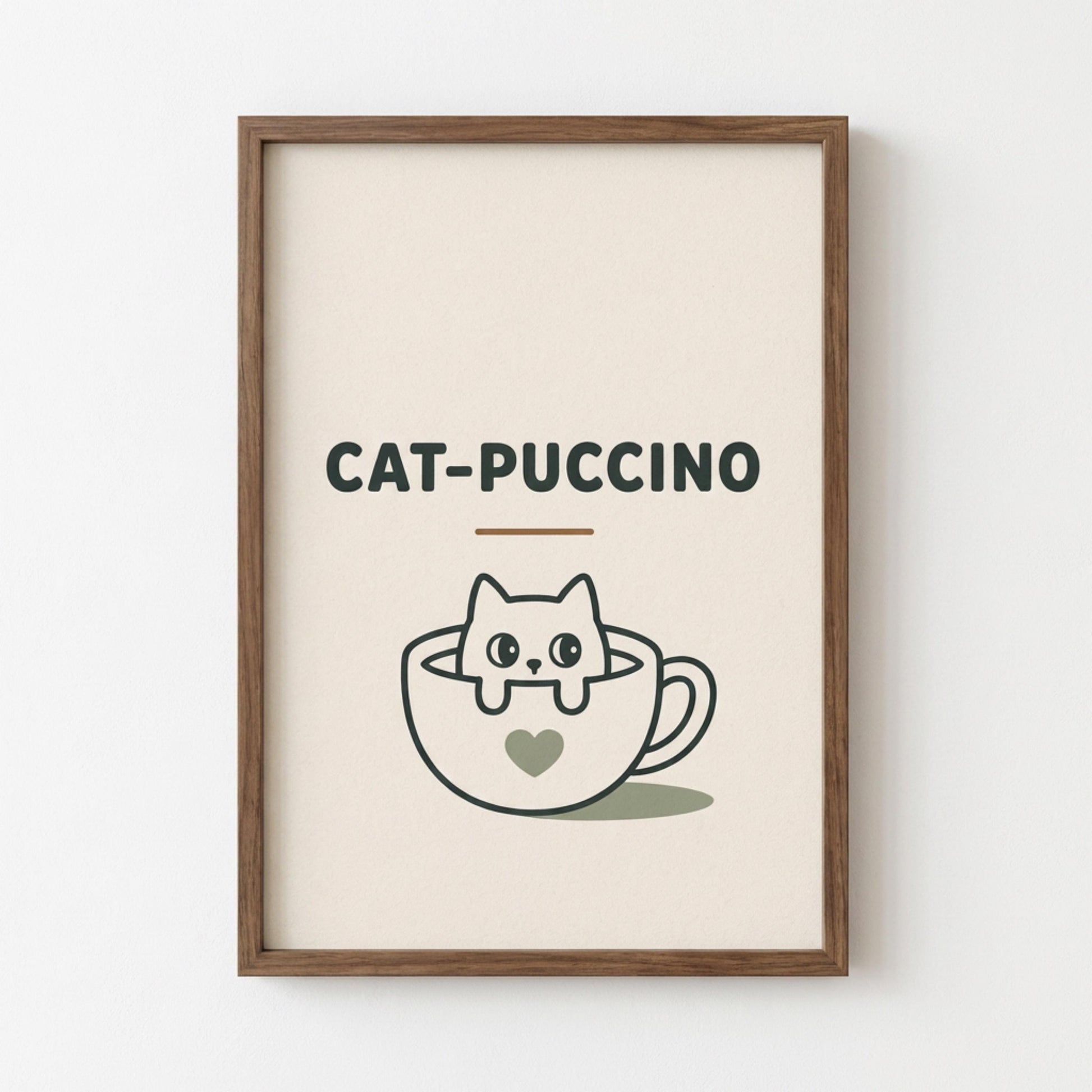 Catpuccino Wall Art, Cat Print, Coffee Lover Gift, Minimalist Cat Decor wall art print