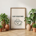 Catpuccino Wall Art, Cat Print, Coffee Lover Gift, Minimalist Cat Decor wall art print