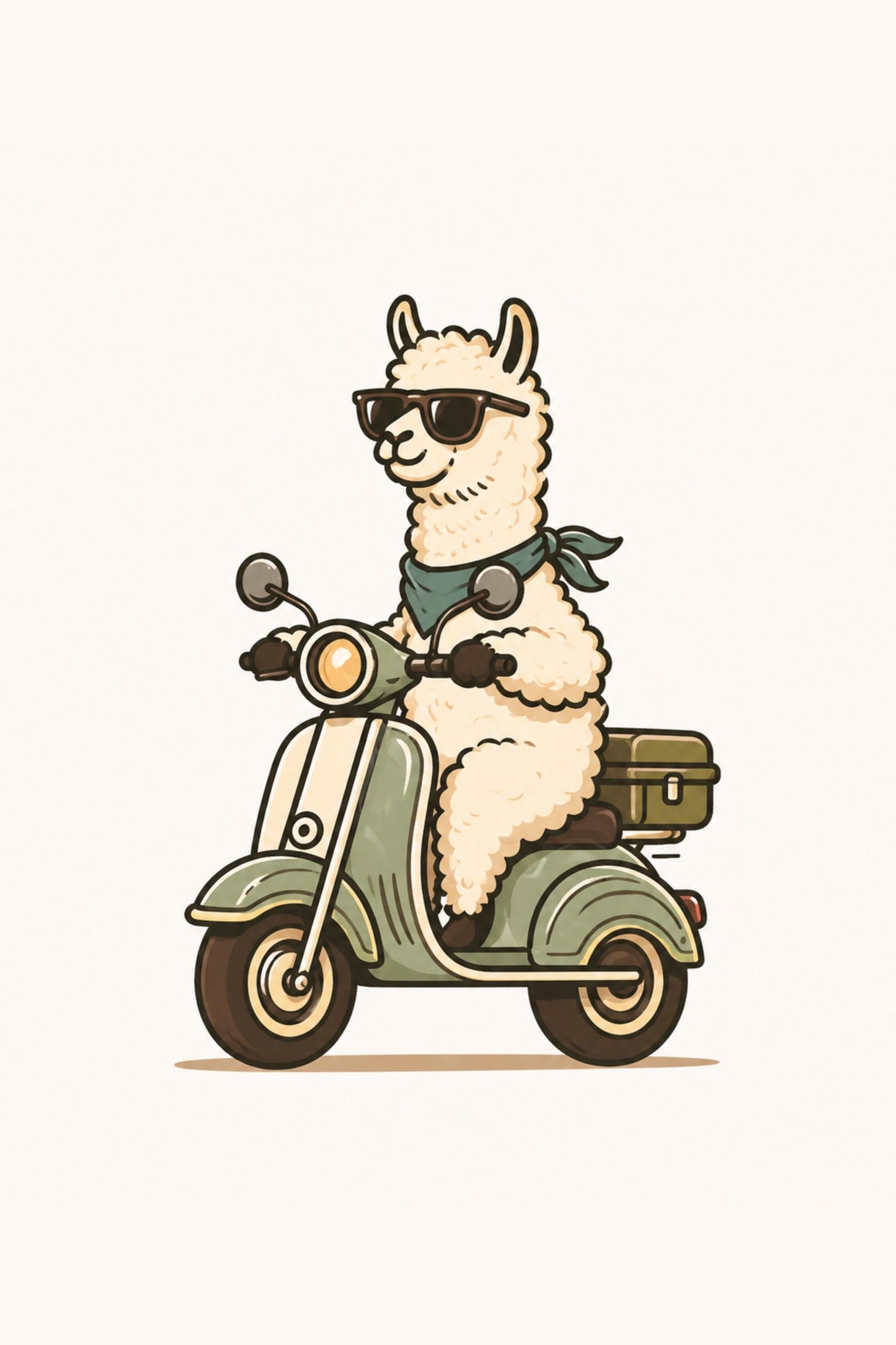 Llama Wall Art, Alpaca Scooter Poster, Animal Print, Retro Scooter Decor wall art print