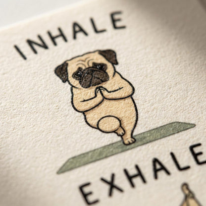 Pug Yoga Poster, Inhale Exhale Wall Art, Yoga Humor, Sizes A5-AO wall art print