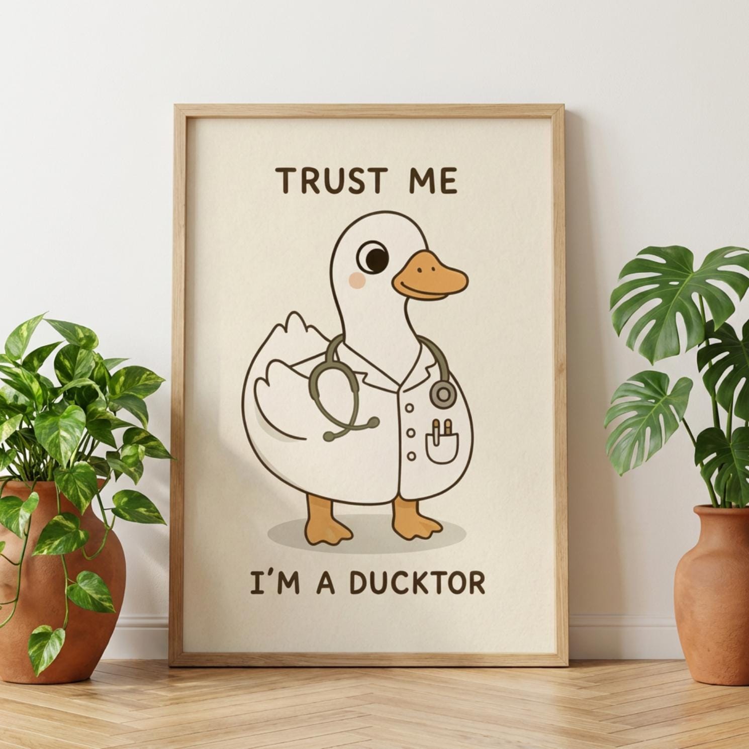 Doctor Duck Poster, Trust Me Im A Ducktor Print, Doctor Humour Art wall art print