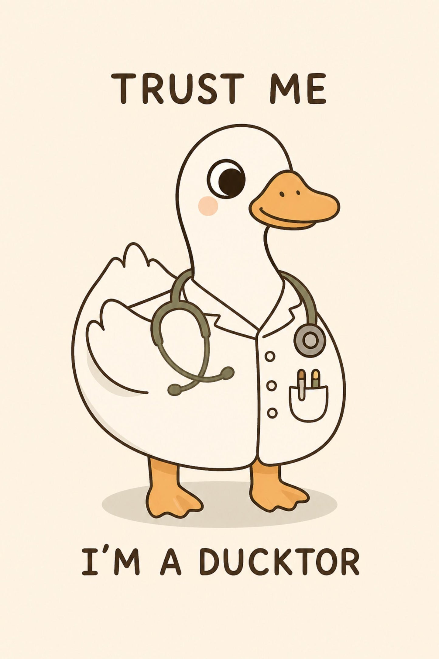 Doctor Duck Poster, Trust Me Im A Ducktor Print, Doctor Humour Art wall art print