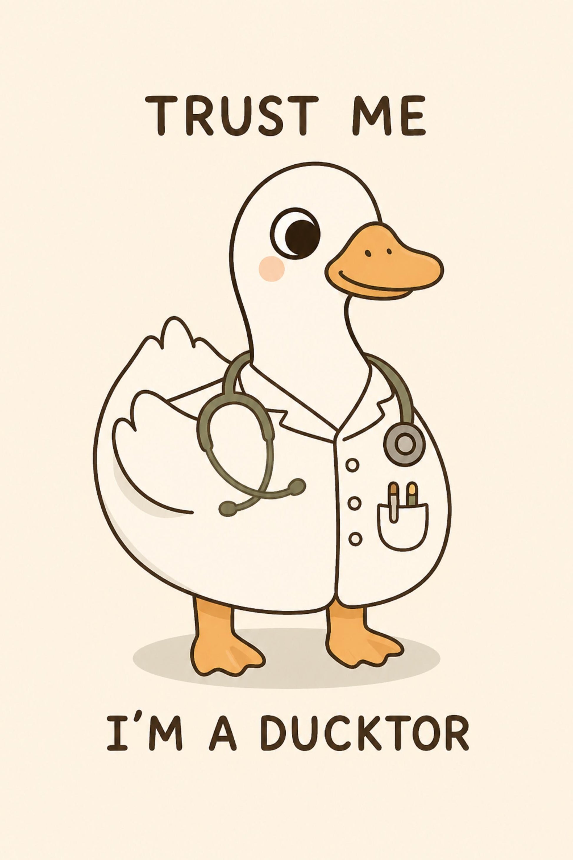Doctor Duck Poster, Trust Me Im A Ducktor Print, Doctor Humour Art wall art print