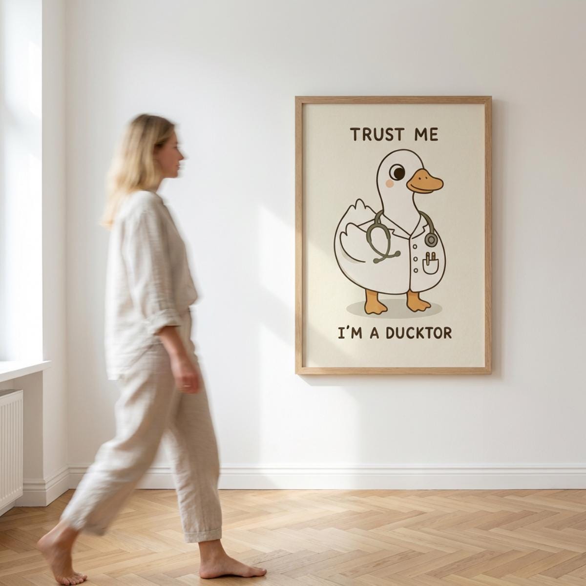 Doctor Duck Poster, Trust Me Im A Ducktor Print, Doctor Humour Art wall art print