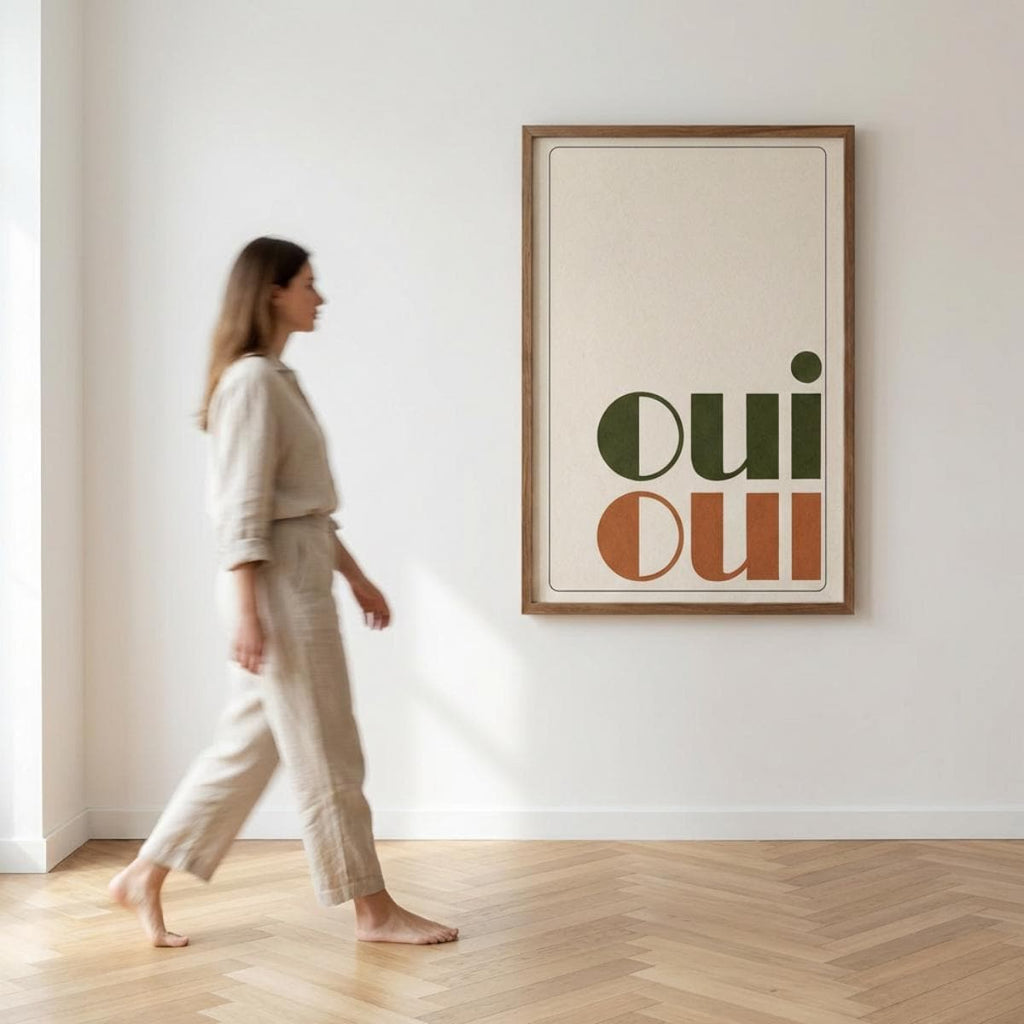 Oui Oui Wall Art Print, Minimalist Typography Poster, French Decor wall art print