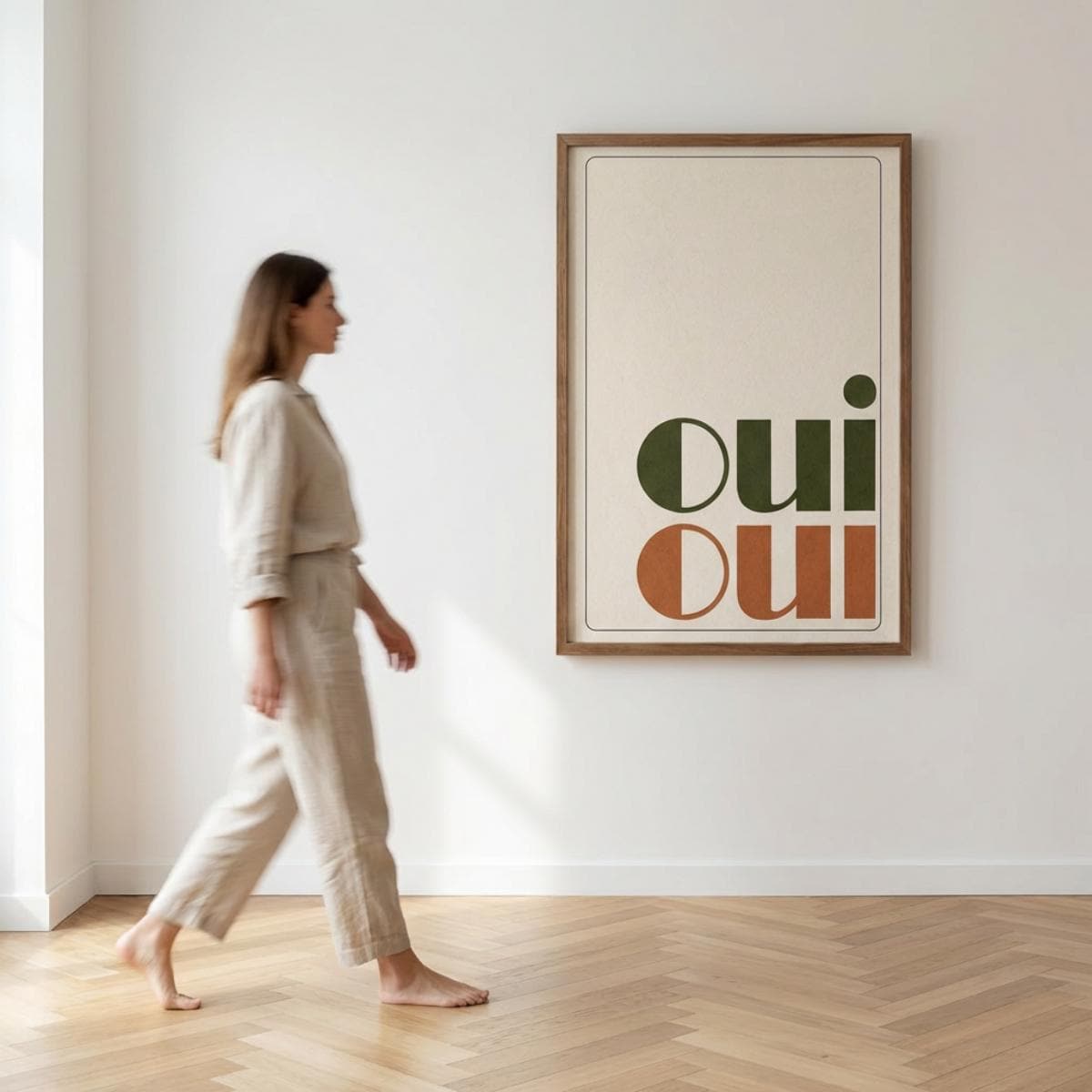 Oui Oui Wall Art Print, Minimalist Typography Poster, French Decor wall art print