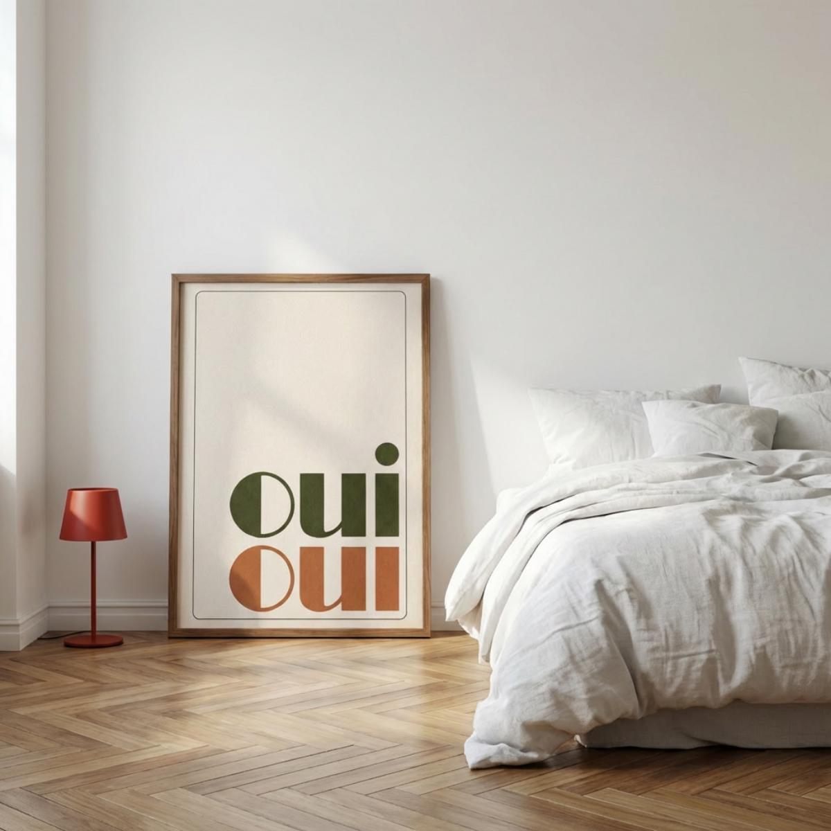 Oui Oui Wall Art Print, Minimalist Typography Poster, French Decor wall art print