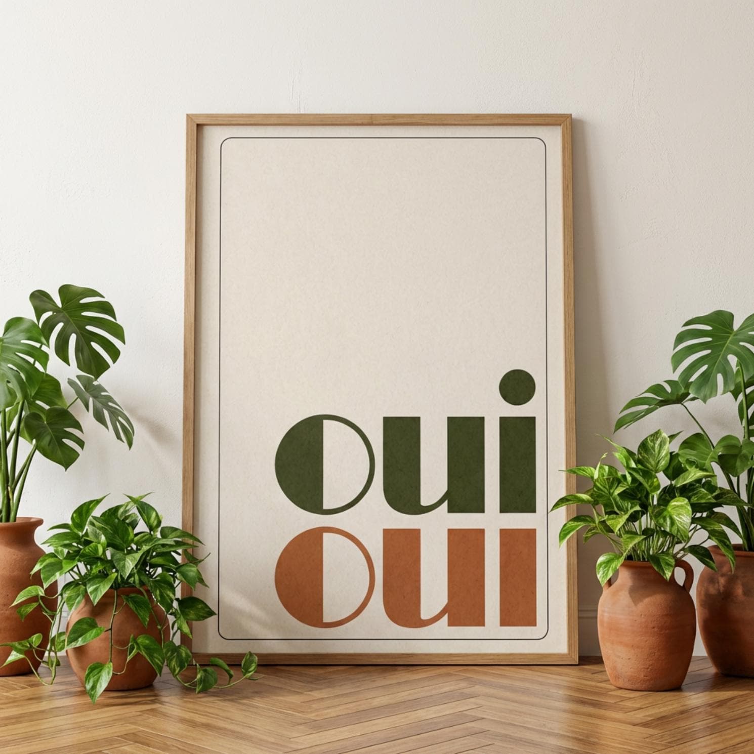 Oui Oui Wall Art Print, Minimalist Typography Poster, French Decor wall art print