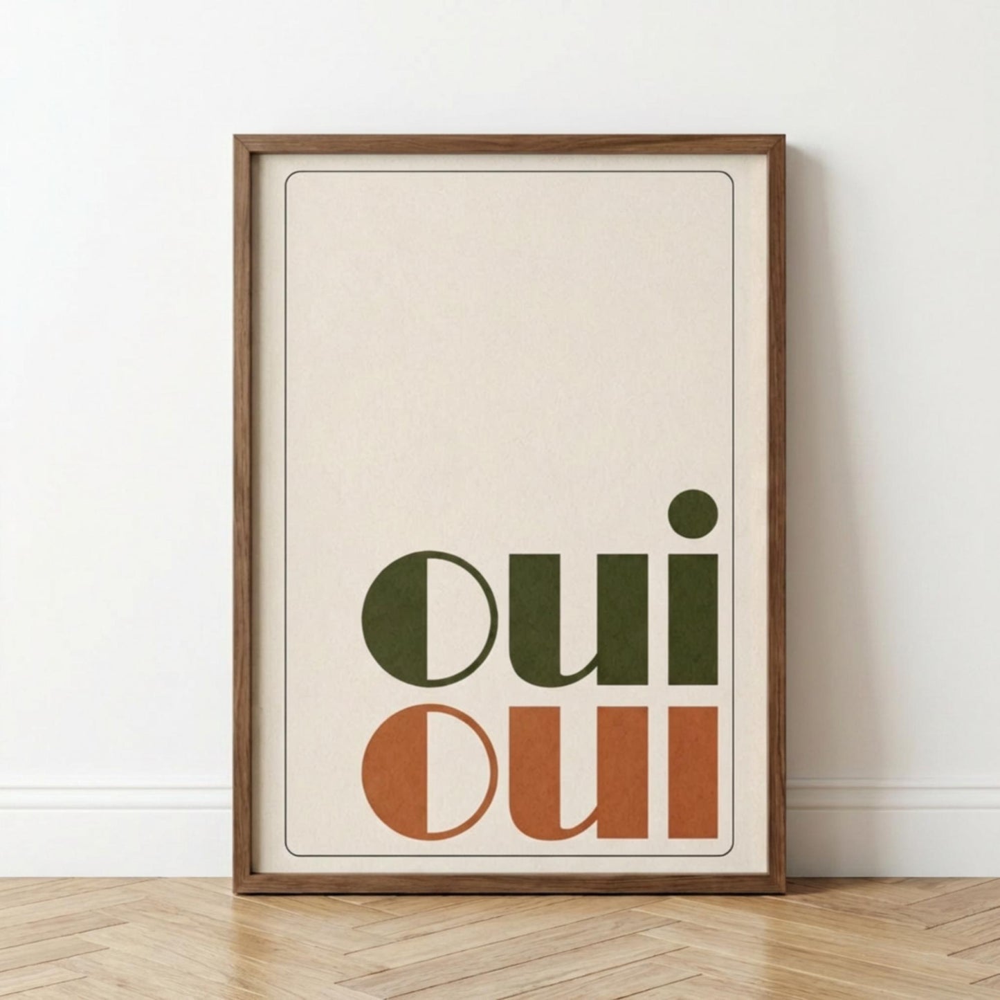 Oui Oui Wall Art Print, Minimalist Typography Poster, French Decor wall art print