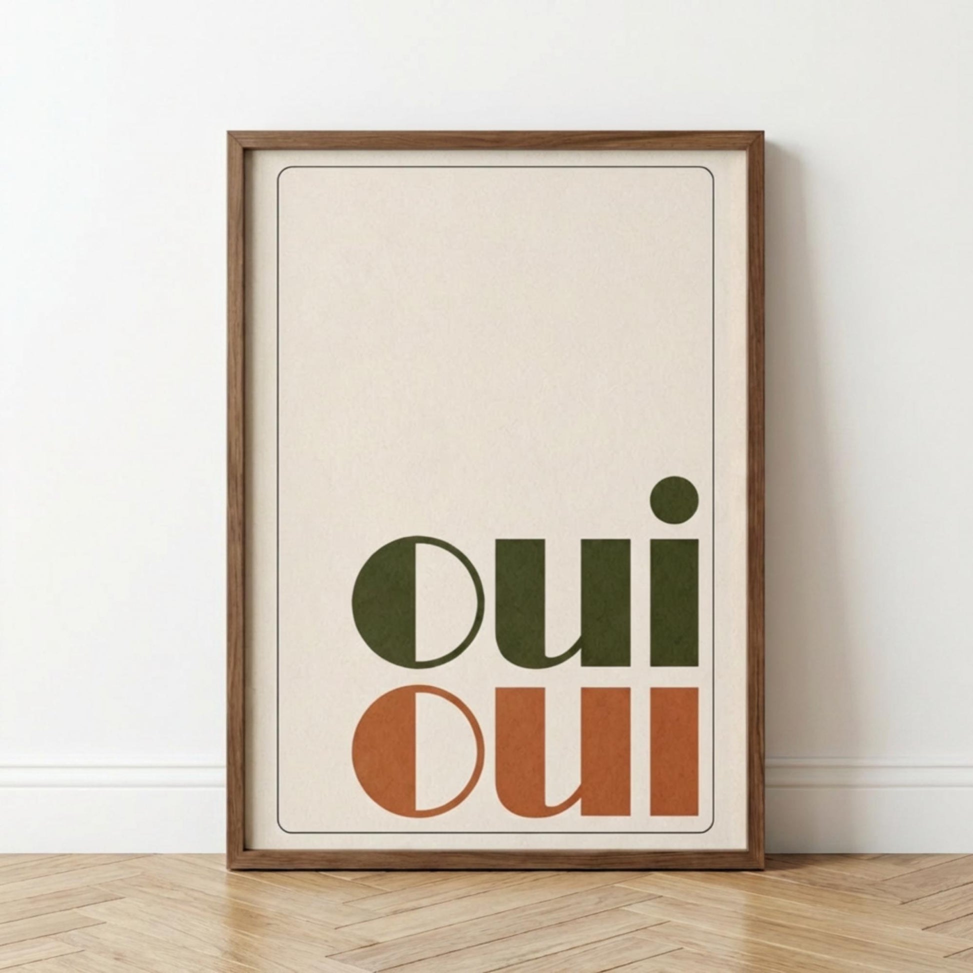Oui Oui Wall Art Print, Minimalist Typography Poster, French Decor wall art print