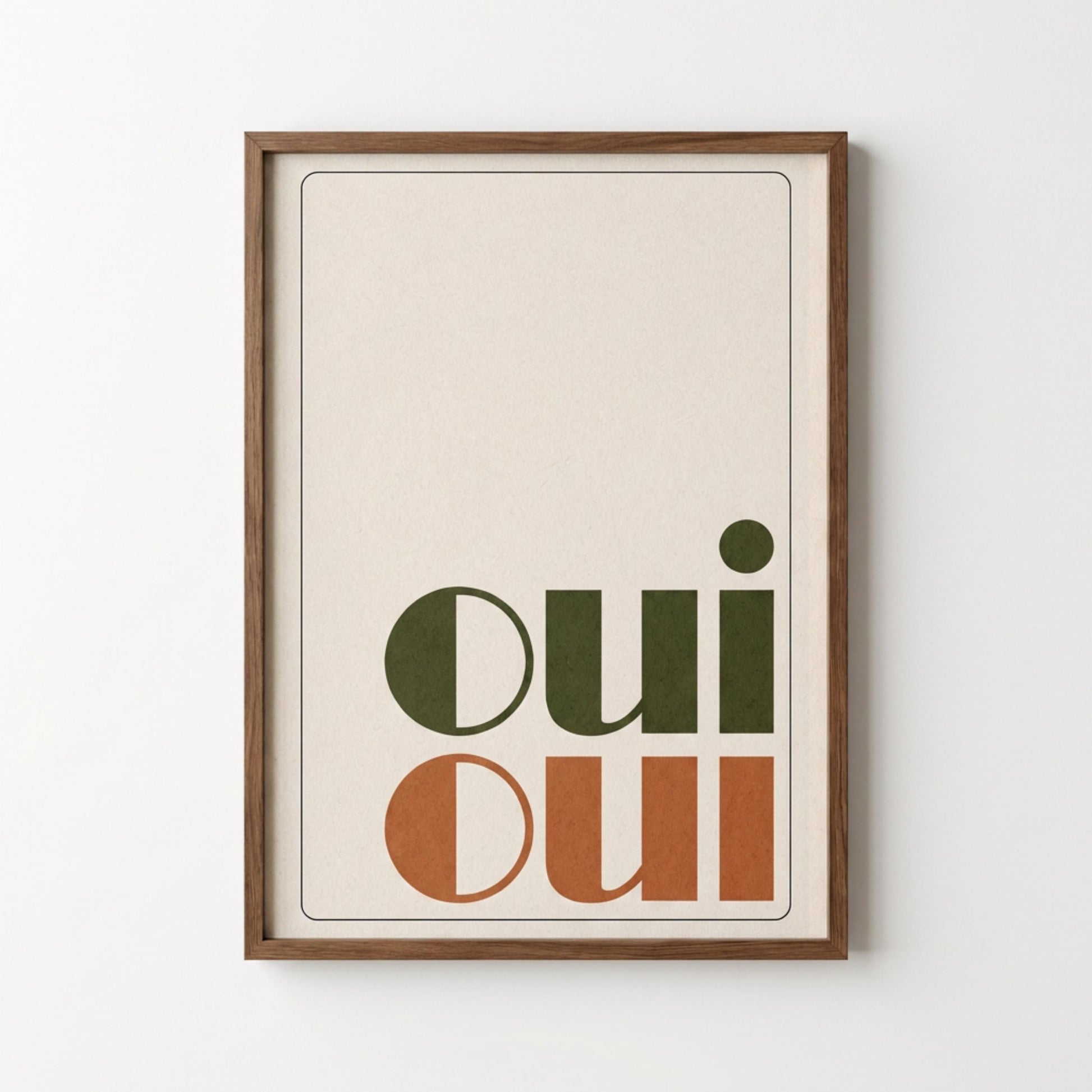 Oui Oui Wall Art Print, Minimalist Typography Poster, French Decor wall art print