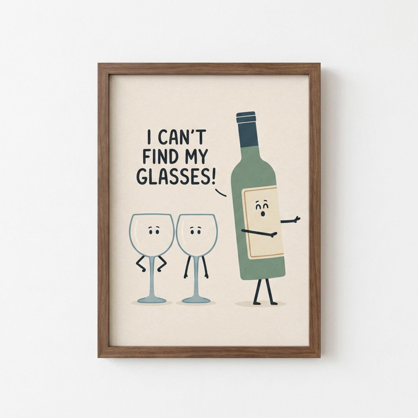 Wine Wall Art, I Canâ€™t Find My Glasses Print, Wine Lover Gift wall art print