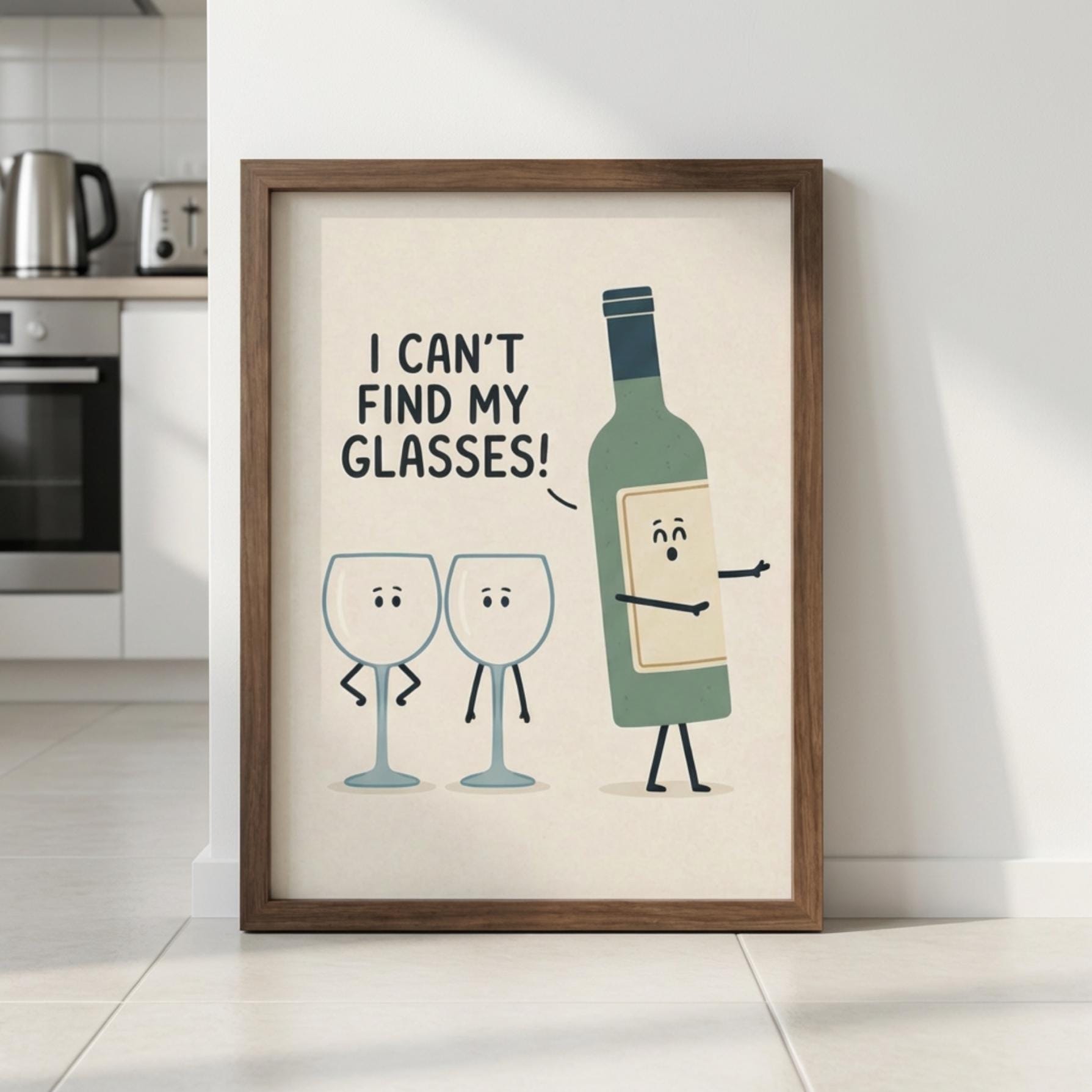 Wine Wall Art, I Canâ€™t Find My Glasses Print, Wine Lover Gift wall art print