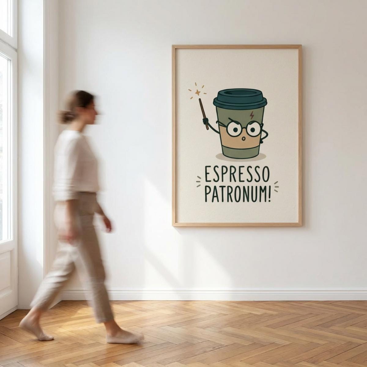 Coffee Wizard Poster, Espresso Patronum Print, Coffee Lover Gift, Magical Wall Art wall art print