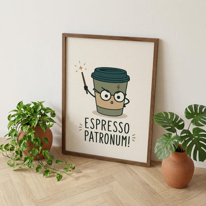 Coffee Wizard Poster, Espresso Patronum Print, Coffee Lover Gift, Magical Wall Art wall art print