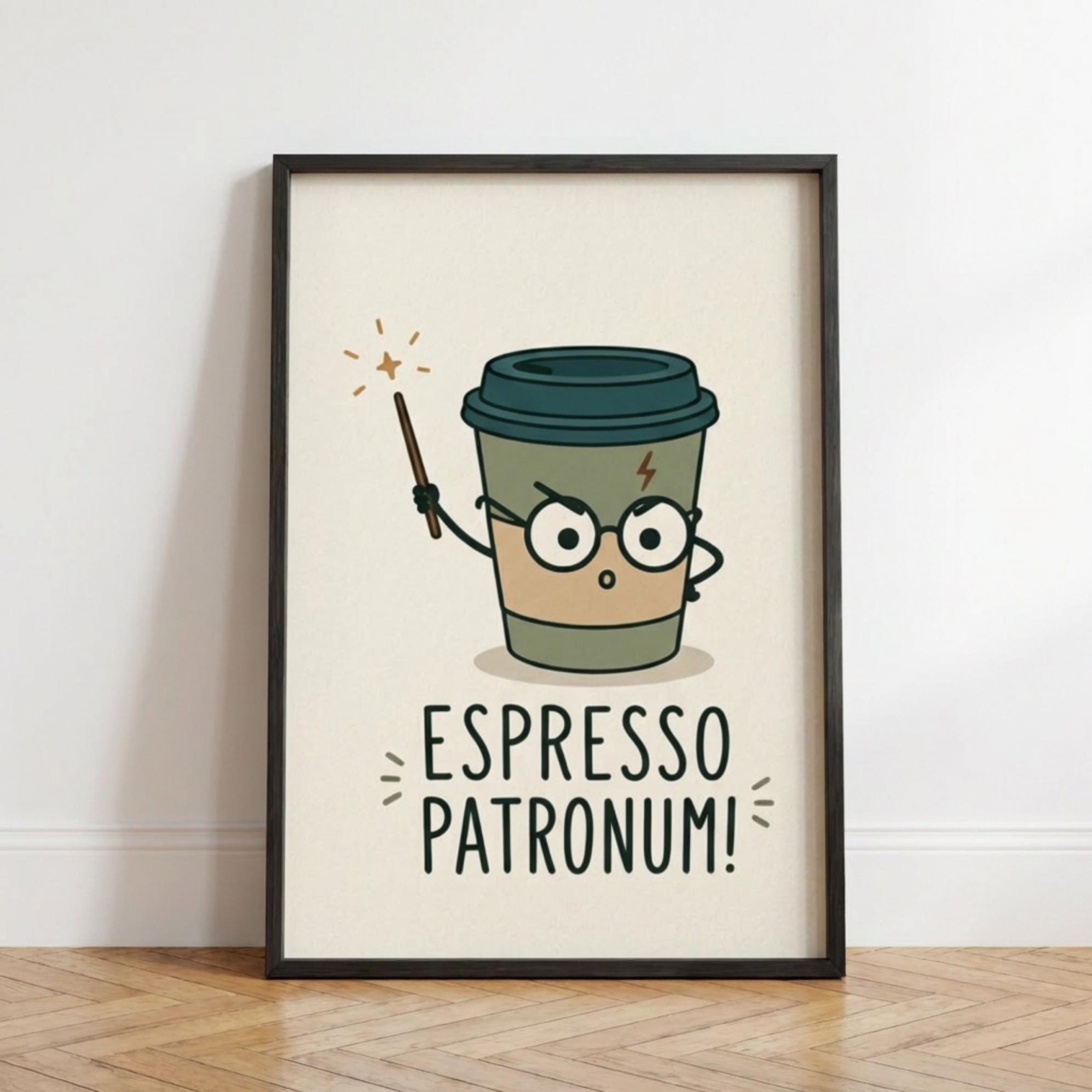 Coffee Wizard Poster, Espresso Patronum Print, Coffee Lover Gift, Magical Wall Art wall art print