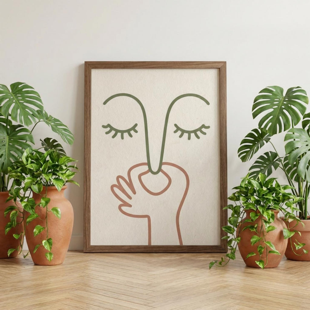 Minimalist Face Line Art Print, Abstract Woman Poster, Modern Neutral Wall Art, Scandinavian Decor wall art print