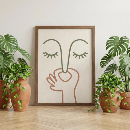 Minimalist Face Line Art Print, Abstract Woman Poster, Modern Neutral Wall Art, Scandinavian Decor wall art print