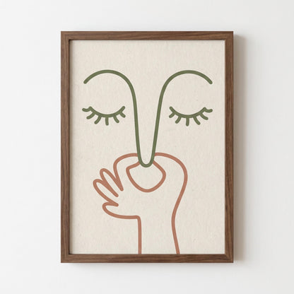Minimalist Face Line Art Print, Abstract Woman Poster, Modern Neutral Wall Art, Scandinavian Decor wall art print