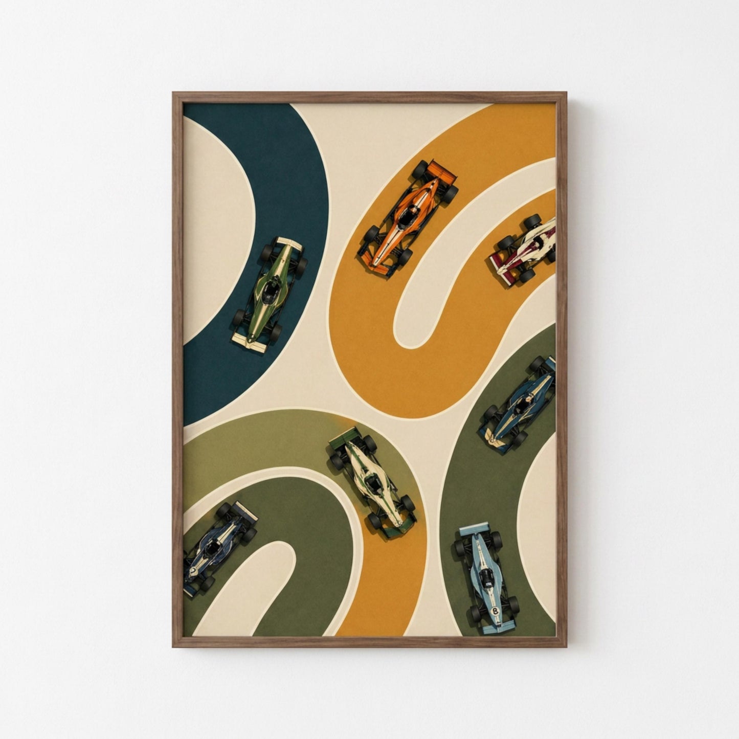 Abstract Formula 1 Wall Art, Modern Racing Poster, Retro Motorsport Print, Geometric Track Design wall art print